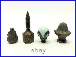 Mixed Antique Lot Old Lamp Finials Tops Toppers Hardware Parts Glass Ball Marble