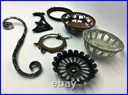 Mixed Antique Lot Old Metal Decorative Oil Lamp Sconce Parts Arm Brackets