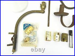 Mixed Vintage Lot Brass Metal Light Fixture Floor Lamp Sconces Shades Parts Used
