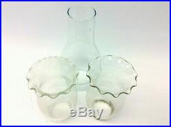 Mixed Vintage Lot Used Clear Glass Ruffled Top Oil Lamp Shades Globes Parts