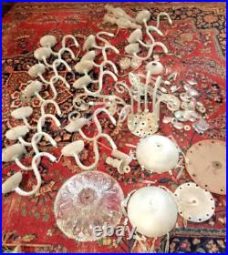 Murano Chandelier Parts Vintage Glass Arms Drops Bobeches Italian Restoration