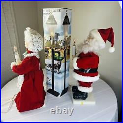 NEW! VTG 1992 Motionettes of Christmas Animated Santa & Mrs Claus Lamp Post Set
