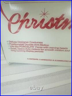 NEW! VTG 1992 Motionettes of Christmas Animated Santa & Mrs Claus Lamp Post Set