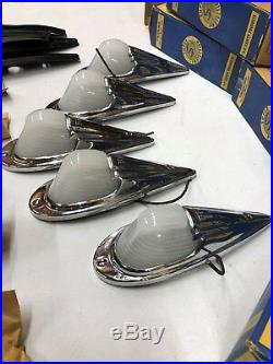 NIB set 5 KD 517 vintage Light FENDER White MILK GLASS lens TRUCK CAB lamp NOS