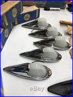 NIB set 5 KD 517 vintage Light FENDER White MILK GLASS lens TRUCK CAB lamp NOS