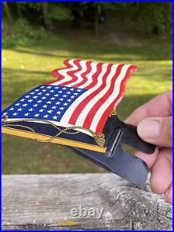NOS 1940s Antique US FLAG License plate Topper Vintage Chevy Ford Hot Rod gm