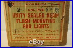 NOS PAIR Vintage Unity H2 Fog Lights Lamps Flush Mount Amber 6 Volt 4 Spotlight