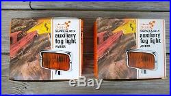 NOS Vintage Pair Sears Amber Quartz-Halogen Auxiliary Chrome Fog Lamp Light
