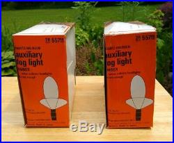 NOS Vintage Pair Sears Amber Quartz-Halogen Auxiliary Chrome Fog Lamp Light