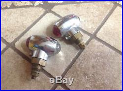 NOS pair PARKING LAMP red clear glass JEWEL lens vintage auto TRUCK light