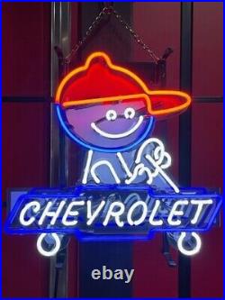 Neon Sign Chevrolet Service Parts wall Glass lamp light garage 16x14inch Vintage