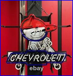 Neon Sign Chevrolet Service Parts wall Glass lamp light garage 16x14inch Vintage