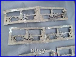 OLD Nautical Ship Sail Boat Metal Frame For Slag Glass Panel Shade As Is Parts