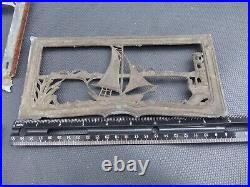 OLD Nautical Ship Sail Boat Metal Frame For Slag Glass Panel Shade As Is Parts
