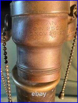 Old Antique Bronze or Brass Metal Art Deco Mission Era Table Lamp Light 3 Socket