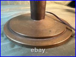 Old Antique Bronze or Brass Metal Art Deco Mission Era Table Lamp Light 3 Socket