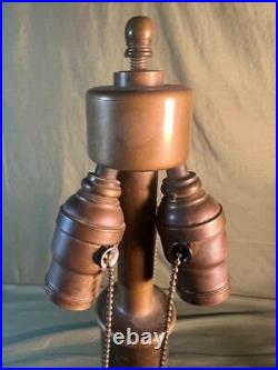 Old Antique Bronze or Brass Metal Art Deco Mission Era Table Lamp Light 3 Socket