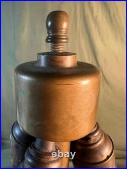 Old Antique Bronze or Brass Metal Art Deco Mission Era Table Lamp Light 3 Socket