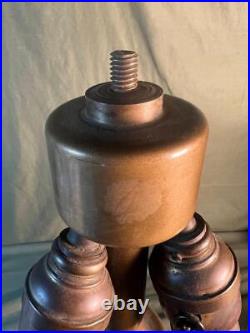 Old Antique Bronze or Brass Metal Art Deco Mission Era Table Lamp Light 3 Socket