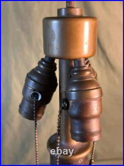 Old Antique Bronze or Brass Metal Art Deco Mission Era Table Lamp Light 3 Socket