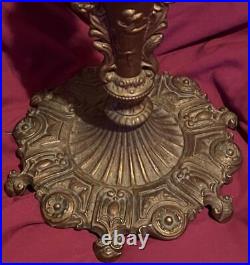 Old Antique Cast Iron Lamp Base for Slag or Stained Glass Lamp Shade Art Nouveau
