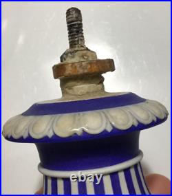 Old Antique Cobalt Blue Wedgwood Jasper-ware Lamp Base&Parts Rare Pair Mod#1000