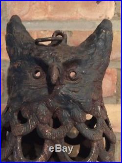Old Antique Garden Oil Lantern Owl Sculptural Cover Cast Iron Vintage Lamp Part