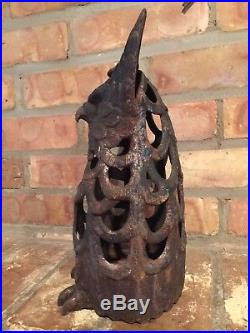 Old Antique Garden Oil Lantern Owl Sculptural Cover Cast Iron Vintage Lamp Part