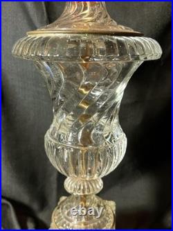 Old Vintage Baccarat Style Urn Vase Crystal Swirl Glass Lamp by Paul Hanson