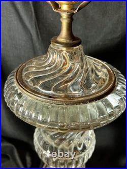 Old Vintage Baccarat Style Urn Vase Crystal Swirl Glass Lamp by Paul Hanson