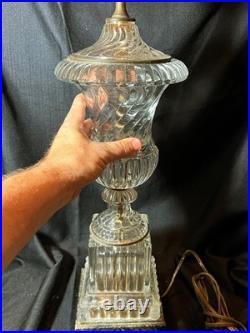 Old Vintage Baccarat Style Urn Vase Crystal Swirl Glass Lamp by Paul Hanson