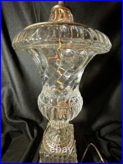 Old Vintage Baccarat Style Urn Vase Crystal Swirl Glass Lamp by Paul Hanson