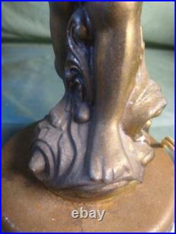 Old Vintage Winged Cherub Metal Angel Cupid Putti Statue Table Lamp Light Figure