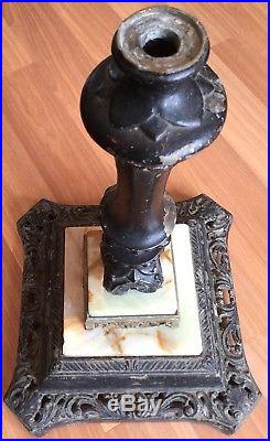Old Vtg Antique Bilt Rite Lamp Co. Torchiere Floor Lighting Part Base Marble