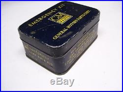 Old original vintage GM emergency auto kit tin can box lamp fuse 1948 1949 1950