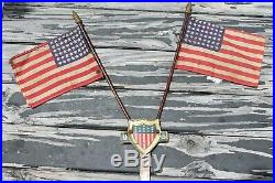 Original 1940' s Vintage ww2 US Flag License plate topper Emblem Rat Hot rod