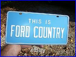 Original Ford Country showroom license plate automobile vintage promo topper 60s