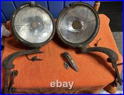 Original PAIR Vintage TRIPPE SPEEDLIGHT Driving Lamps PARTS LIGHTS w Brackets