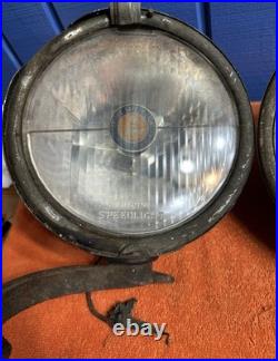 Original PAIR Vintage TRIPPE SPEEDLIGHT Driving Lamps PARTS LIGHTS w Brackets