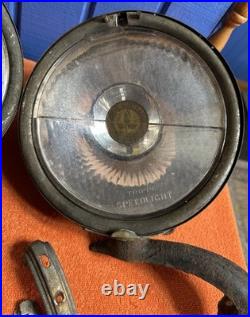 Original PAIR Vintage TRIPPE SPEEDLIGHT Driving Lamps PARTS LIGHTS w Brackets