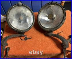 Original PAIR Vintage TRIPPE SPEEDLIGHT Driving Lamps PARTS LIGHTS w Brackets