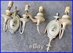 PAIR Vintage Antique Lamp Light Old Wall Fixture Sconce Ornate Parts Embassy