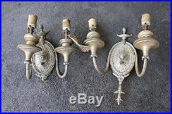 PAIR Vintage Antique Lamp Light Old Wall Fixture Sconce Ornate Parts Embassy
