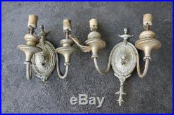 PAIR Vintage Antique Lamp Light Old Wall Fixture Sconce Ornate Parts Embassy DX