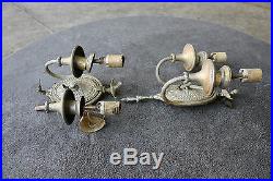 PAIR Vintage Antique Lamp Light Old Wall Fixture Sconce Ornate Parts Embassy DX