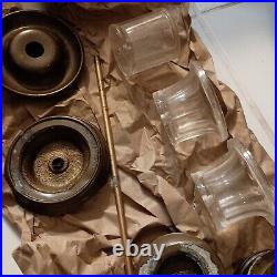 PARTS Vintage Hollywood Regency Chapman Banded Brass & Crystal Glass Table Lamp