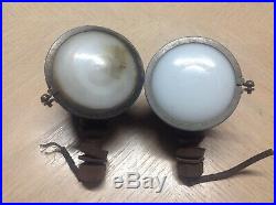 Pair 1920's cowl LAMP Chevy fender Light CHEVROLET vintage AUTO Milk glass LENS