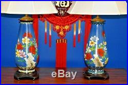 Pair 32 Chinese Cloisonne Vase Lamps Vintage 1960 New Parts Porcelain Asian