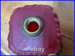 Pair Antique Cased Red Satin Glass Miniature Oil Lamp Drape Pattern P&A BURNERS