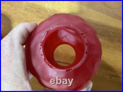 Pair Antique Cased Red Satin Glass Miniature Oil Lamp Drape Pattern P&A BURNERS